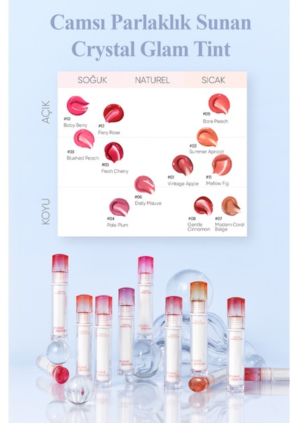 CLIO Yapışkanlık Hissi Vermeyen Yoğun Işıltılı Tint  Crystal Glam Tint (05 Fresh Cherry)