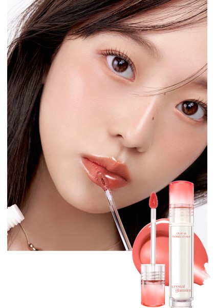 CLIO Yapışkanlık Hissi Vermeyen Yoğun Işıltılı Tint  Crystal Glam Tint (09 Bare Peach)