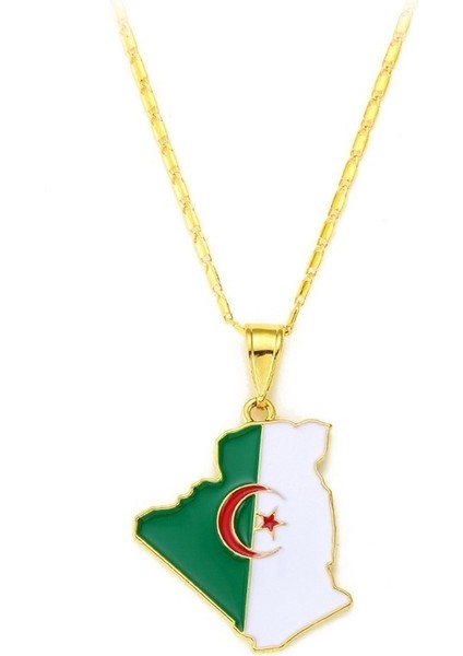 As Picture Shows Yeni Trendy Cezayir Haritası Kolye Kolye Erkek Kolye Moda Ülke Bayrağı Harita Kolye Kolye Aksesuarları Parti Takı (Yurt Dışından) fiyatları