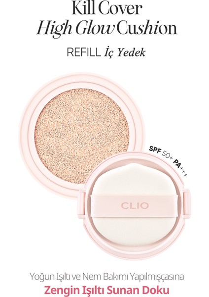 CLIO Yoğun Nem ve Parlaklık Sağlayan Cushion CLIO Kill Cover High-Glow Cushion (3 Linen) SPF50+ PA++++