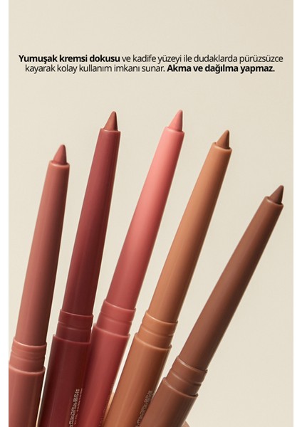 PERIPERA Kadife Bitiş Sunan, Yoğun Pigmentli Dudak Kalemi  Ink Velvet Lip Liner (01 Rosy Nude)