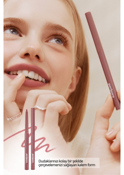 PERIPERA Kadife Bitiş Sunan, Yoğun Pigmentli Dudak Kalemi  Ink Velvet Lip Liner (01 Rosy Nude)