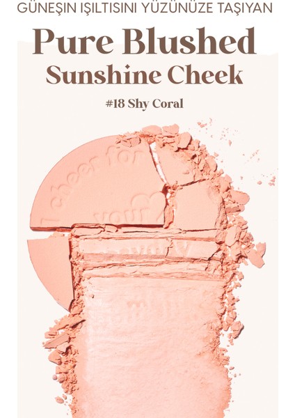 PERIPERA Pastel Tonlarda Sebum Dengeleyici Toz Allık  Pure Blushed Sunshine Cheek (18 Shy Coral)