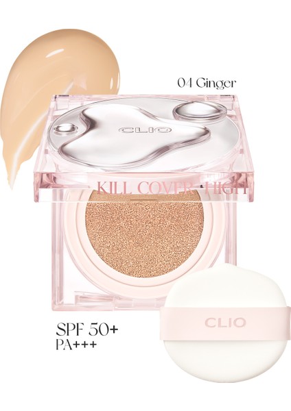 CLIO Yoğun Nem ve Parlaklık Sağlayan Cushion CLIO Kill Cover High-Glow Cushion (4 Ginger) SPF50+ PA++++