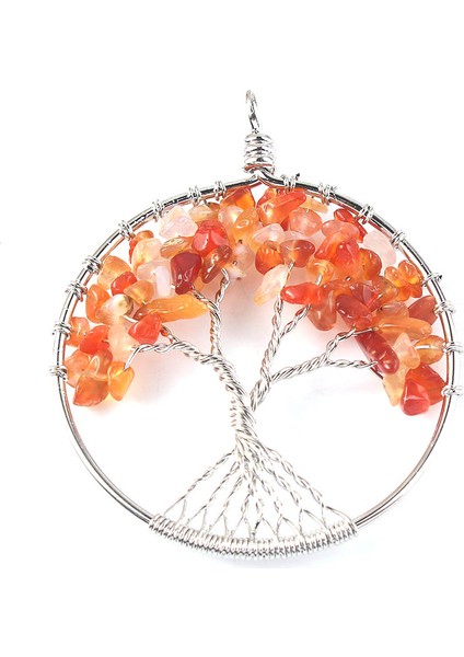 Carnelian Kft Doğal Tel Sarma Hayat Ağacı Şifa Kristal Kolye Turmalin 7 Çakra Taş Kolye Kristal Kolye Kadın Erkek Takı (Yurt Dışından)