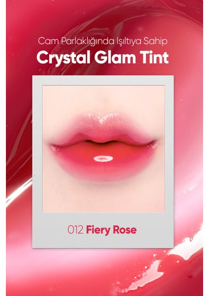 CLIO Yapışkanlık Hissi Vermeyen Yoğun Işıltılı Tint  Crystal Glam Tint (12 Fiery Rose)