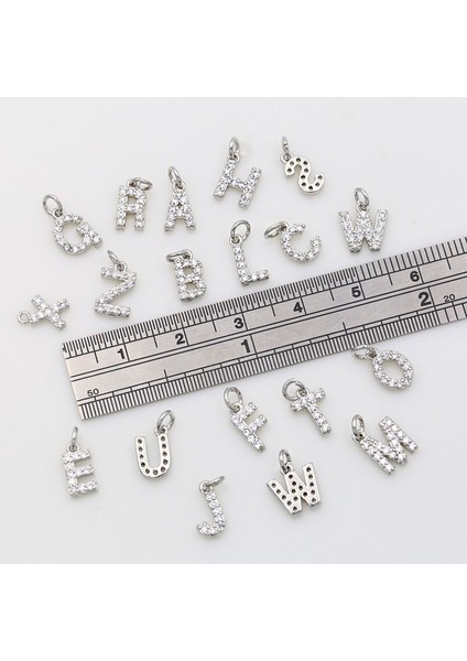 Ö Ocesrıo Gümüş Renk Cz Kristal M Harfi Kolye Takı Yapımı Için Bakır Altın Kaplama Kolye Küpe Dıy PDTA063 (Yurt Dışından) modelleri