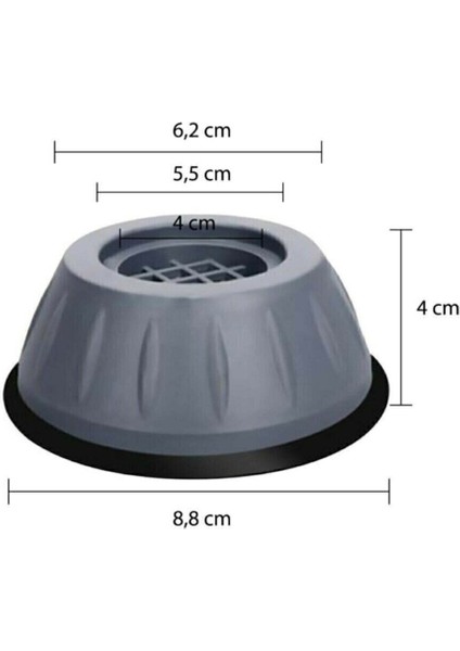 Çamaşır Makinesi Titreşim Önleyici Kaydırmaz Vantuzlu Stoper Set 4'lü Beyaz Eşya Altlığı Ayağı