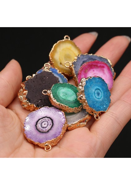D Doğal Çiçek Druzy Kolye Düzensiz Altın Kaplama Dilim Akik Druzy Charms Takı Yapımı Için Diy Kolye Küpe Hediyeler (Yurt Dışından)