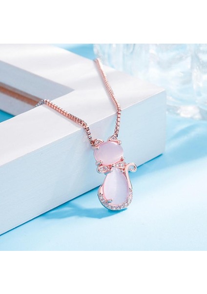 AL18847-SIYAH Moda Sevimli Pembe Kedi Gözü Kolye Kadın Kolye Kolye Zarif Romantik Kolye Rahat Günlük Takı Hediye (Yurt Dışından) modelleri