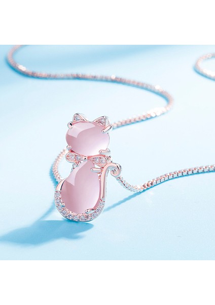 AL18847-SIYAH Moda Sevimli Pembe Kedi Gözü Kolye Kadın Kolye Kolye Zarif Romantik Kolye Rahat Günlük Takı Hediye (Yurt Dışından) fırsatları