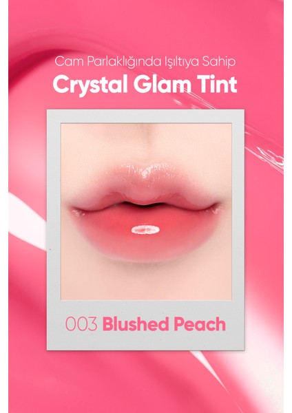 CLIO Yapışkanlık Hissi Vermeyen Yoğun Işıltılı Tint  Crystal Glam Tint (03 Blushed Peach)