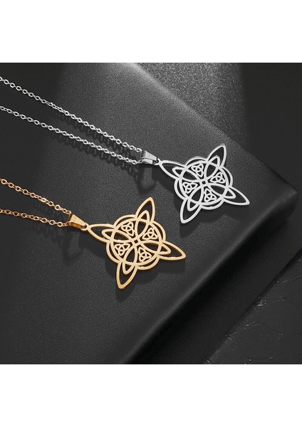 AL4566-ALTIN Kadın Cadı Düğümü Kolye Paslanmaz Çelik Irlandalı Celtic Knot Kolye Moda Charm Sihirli Takı Kızlar Için Hediyeler (Yurt Dışından) indirimleri