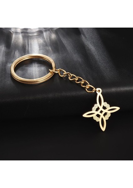 AL19571-ALTIN Kadın Cadı Düğümü Kolye Paslanmaz Çelik Irlandalı Celtic Knot Kolye Moda Charm Sihirli Takı Kızlar Için Hediyeler (Yurt Dışından)