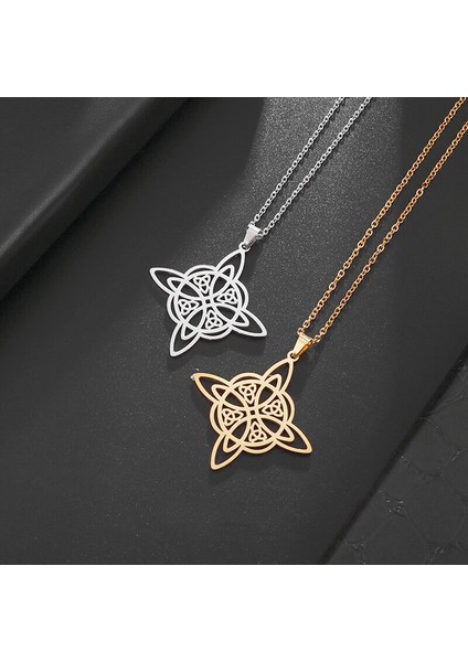 AL19571-ALTIN Kadın Cadı Düğümü Kolye Paslanmaz Çelik Irlandalı Celtic Knot Kolye Moda Charm Sihirli Takı Kızlar Için Hediyeler (Yurt Dışından) modelleri