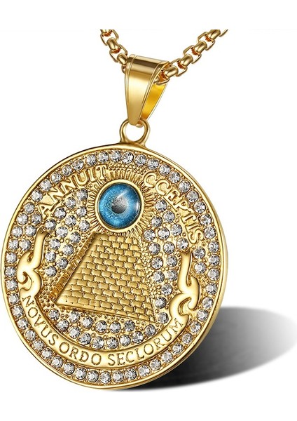 Altın Retro Mısır Piramidi Horus Göz Charm Kolye Erkek Klasik Moda Kaya Kişiselleştirilmiş Parti Aksesuarları Hediye Takı (Yurt Dışından)