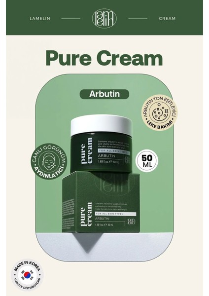 Arbutin İçeren Leke ve Yüz Bakım Kremi - Lamelin Arbutin Pure Cream 50 ml