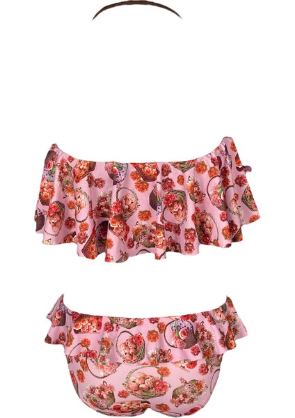 Çiçek Desenli Fırfır Detaylı Kız Çocuk Bikini fiyatları