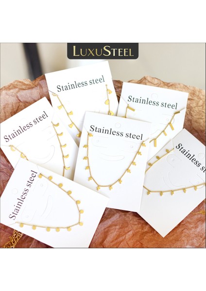 455'LER Luxusteel Altın Rengi Paslanmaz Çelik Zincirler Kolye Kadınlar Için Kız Küçük Mini Yıldız Kalp Para Charm Gerdanlık Vintage Takı 2023 (Yurt Dışından) modelleri