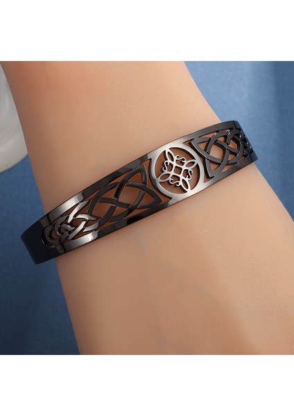 AL19772-SIYAH Kadın Cadı Düğümü Kolye Paslanmaz Çelik Irlandalı Celtic Knot Kolye Moda Charm Sihirli Takı Kızlar Için Hediyeler (Yurt Dışından)