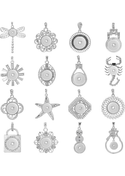 No.10 Boyutu Sıcak Yapış Kolye Rhinestone Yapış Kolye Yapış Takı Kolye Gümüş Renk Snap Düğmesi Kolye Kadınlar Için (Yurt Dışından)