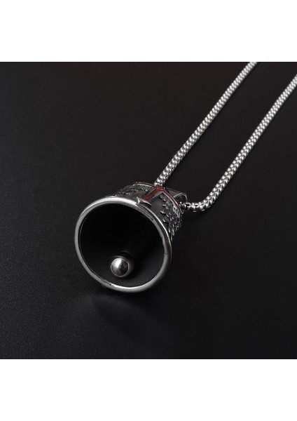 AL12712-GÜMÜŞ Vintage Punk Bisikletçi Çan Kolye Oyma Kızıl Haç Kanatları Motosiklet Çan Kolye Erkekler Şanslı Muska Takı (Yurt Dışından)