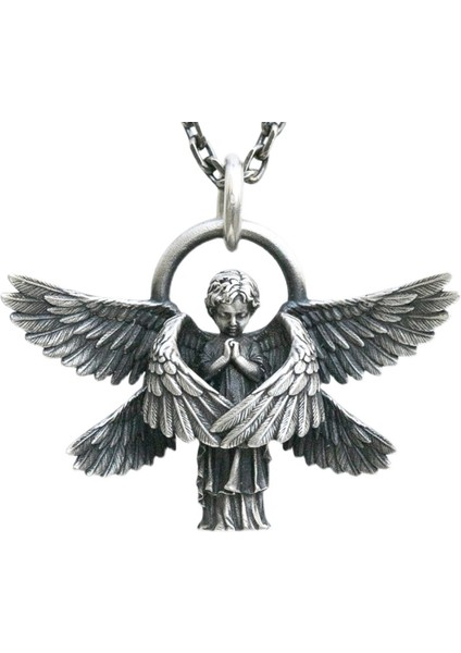 AL18234-GÜMÜŞ Klasik Melek Kolye Kolye El Yapımı Seraph Namaz Kolye Uzun Zincir Kolye Erkek Kadın Takı Yıldönümü Hediyesi (Yurt Dışından)