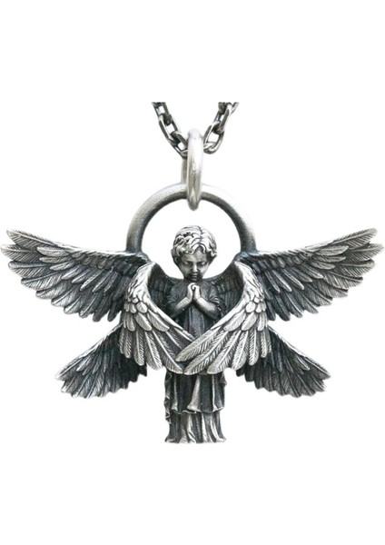 AL18234-GÜMÜŞ Klasik Melek Kolye Kolye El Yapımı Seraph Namaz Kolye Uzun Zincir Kolye Erkek Kadın Takı Yıldönümü Hediyesi (Yurt Dışından)