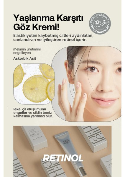 Milia ve Leke Karşıtı 3'lü Masaj Başlıklı Retinol Göz Kremi Lamelin Roll On Retinol Eye Cream