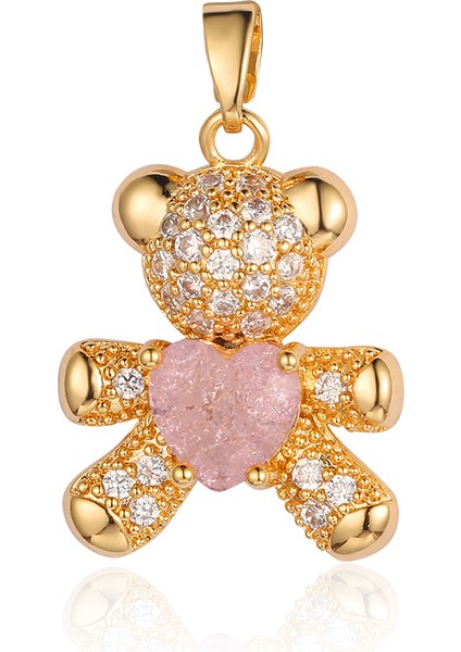 VC414X3 3 Adetlot Ayı Pembe Zirkon Dıy Takı Kolye Yüksek Li Yunus Pirinç Cz Kadın Charms Kolye Yapımı Kolye (Yurt Dışından) fiyatları