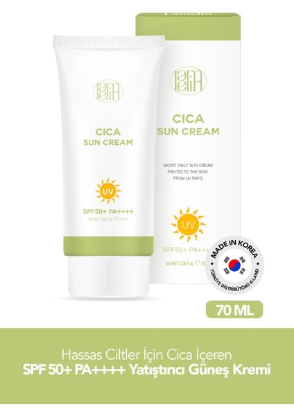 Cica Içeren Hassas Ciltler Için Yatıştırıcı Güneş Kremi Lamelin Cica Sun Cream Büyük Boy 70ML