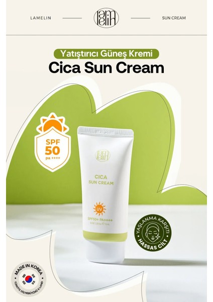 Cica Içeren Hassas Ciltler Için Yatıştırıcı Güneş Kremi Lamelin Cica Sun Cream Büyük Boy 70ML