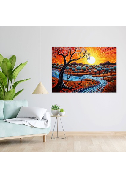 Aborijin Duvar Sanatı - Çağdaş Taşra Manzarası - Aborijin, Duvar Sanatı, Çağdaş Sanat, Duvar Dekorasyonu, 70X50 fiyatları