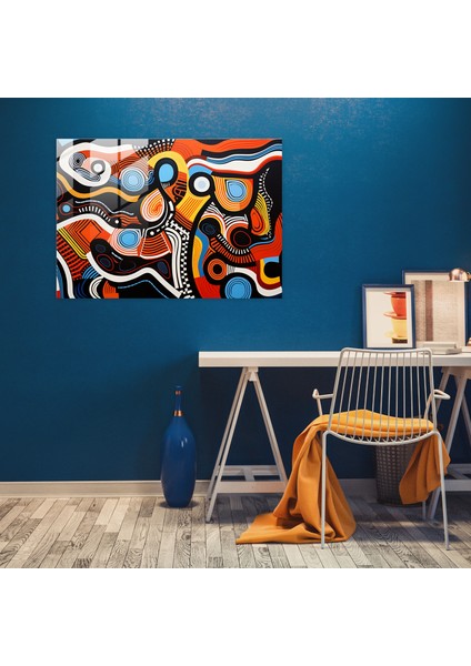 Aborijin Cam Baskı: Cesur Rüya Zamanı Hikayesi - Aborijin, Cam Duvar Sanatı, Rüya Zamanı Hikayesi, Çağdaş Sanat Eseri, 70X50 modelleri