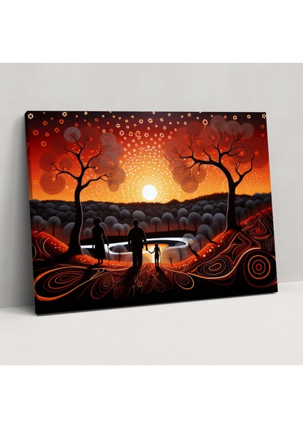 Aborijin Hikaye Anlatımı Kanvas Tablo - Aborijin, Kanvas Tablo Duvar Sanatı, Duvar Dekorasyonu, Karmaşık Illüstrasyonlar, 50X30