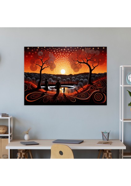 Aborijin Hikaye Anlatımı Kanvas Tablo - Aborijin, Kanvas Tablo Duvar Sanatı, Duvar Dekorasyonu, Karmaşık Illüstrasyonlar, 50X30 fiyatları