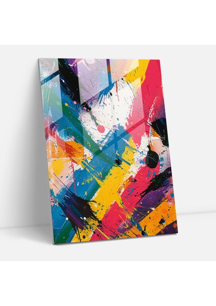 Lively Action Painting Duvar Dekorasyonu - Aksiyon Tablo, Cam Duvar Sanatı, Cam Baskı, Modern Sanat, 30X45