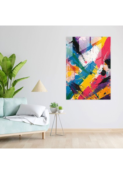 Lively Action Painting Duvar Dekorasyonu - Aksiyon Tablo, Cam Duvar Sanatı, Cam Baskı, Modern Sanat, 30X45 fiyatları