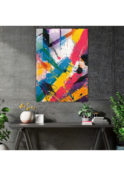 Lively Action Painting Duvar Dekorasyonu - Aksiyon Tablo, Cam Duvar Sanatı, Cam Baskı, Modern Sanat, 30X45 modelleri
