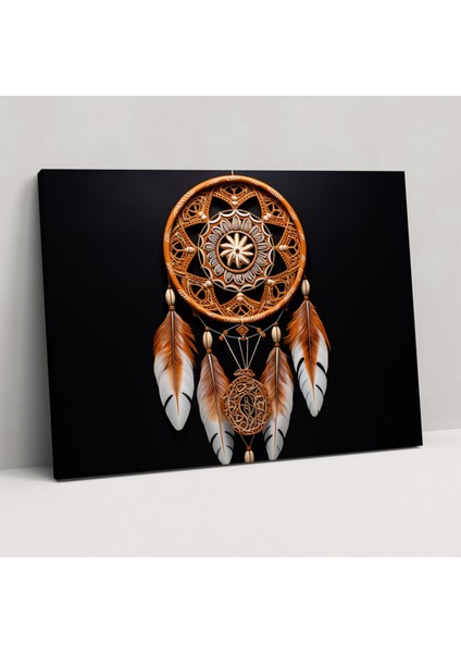Aborijin Dreamcatcher Duvar Tablosu - Aborijin, Kanvas Tablo, Duvar Dekorasyonu, Toprak Tonları, 70X50