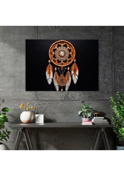 Aborijin Dreamcatcher Duvar Tablosu - Aborijin, Kanvas Tablo, Duvar Dekorasyonu, Toprak Tonları, 70X50