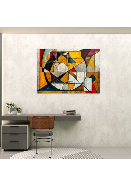 Geometrik Soyut Sanat Duvar Sanatı - Soyut Sanat, Kanvas Tablo, Duvar Sanatı, Soyut Sanat, 70X50 fiyatları