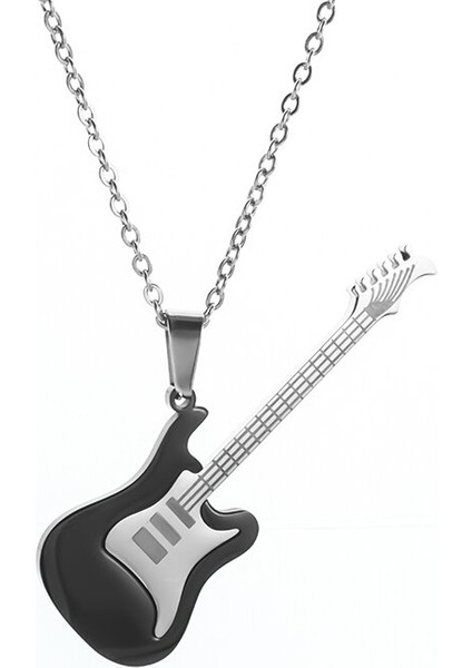 2006-SIYAH Erkekler ve Kadınlar Moda Takı Paslanmaz Çelik Kaya Elektro Gitar Bas Kolye Kolye Müzik Severler Için Takı Hediyeler (Yurt Dışından)