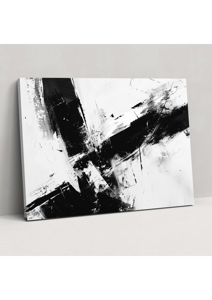 Minimalist Siyah Beyaz Soyut Kanvas Tablo - Soyut Sanat, Soyut Sanat, Duvar Dekorasyonu, 50X30
