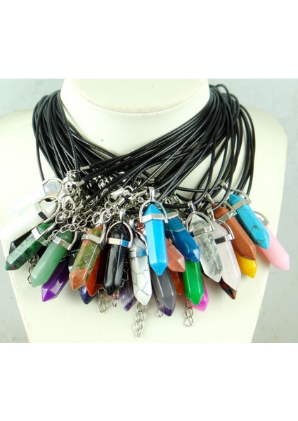 No.23 Doğal Taş Turquoises Kuvars Kristal Opal Lapis Kaplan Gözü Sütun Kolye Diy Takı Yapımı Için Kolye Aksesuarla (Yurt Dışından)