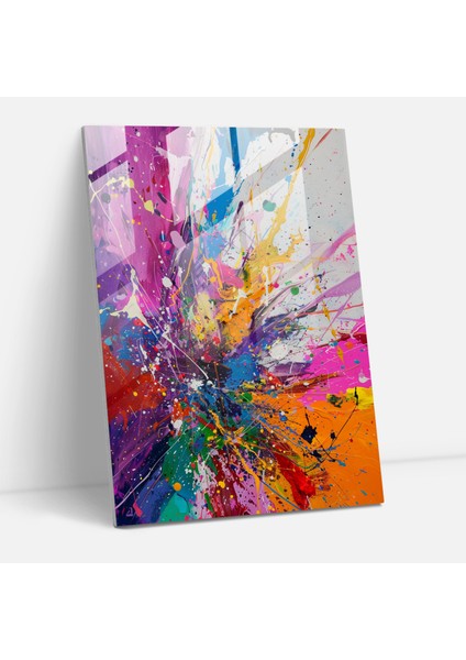 Aksiyon Resim Modern Sanat - Dinamik Renk Sıçramaları - Aksiyon Resim, Aksiyon Resim, Modern Sanat, Cam Baskı, 30X45