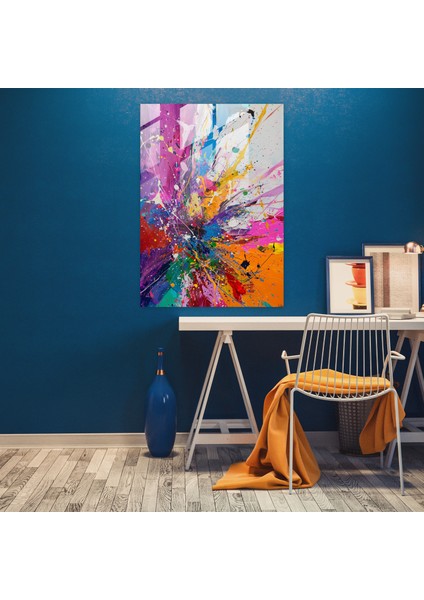 Aksiyon Resim Modern Sanat - Dinamik Renk Sıçramaları - Aksiyon Resim, Aksiyon Resim, Modern Sanat, Cam Baskı, 30X45
