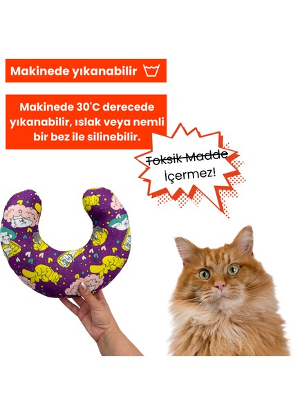 Pisipisiesta Kedi Yastığı Mor Renkli Kedi Sarılma ve Uyku Minderi 30 cm Kedi Uyku Oyuncağı indirimleri