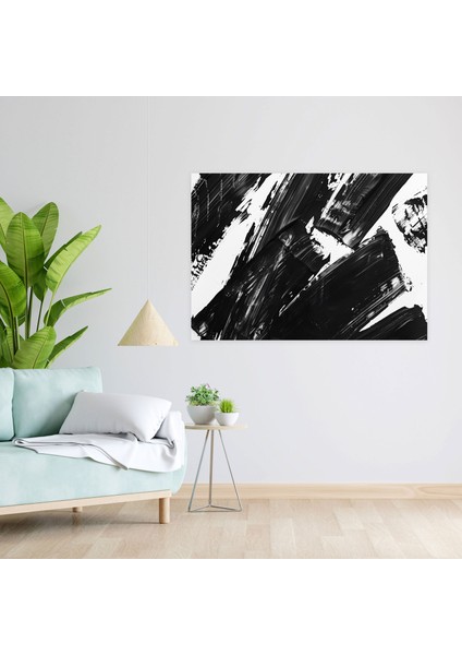Siyah Beyaz Fırça Darbeleri Soyut Sanat Duvar Sanatı - Soyut Sanat, Kanvas Tablo, Duvar Sanatı, Kanvas Tablo, 50X30 fiyatları