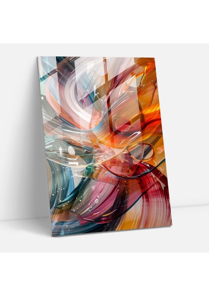 Aksiyon Resim Cam Sanatı - Dönen Hareket Desenleri - Aksiyon Resim, Modern Sanat, Aksiyon Resim, Cam Sanatı, 50 x 70 cm